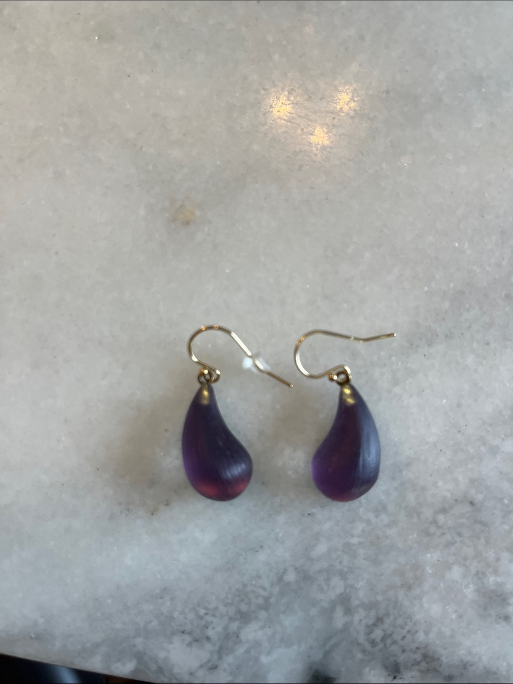 Alexis Bittar Purple Lucite Dewdrop Earrings Signed
